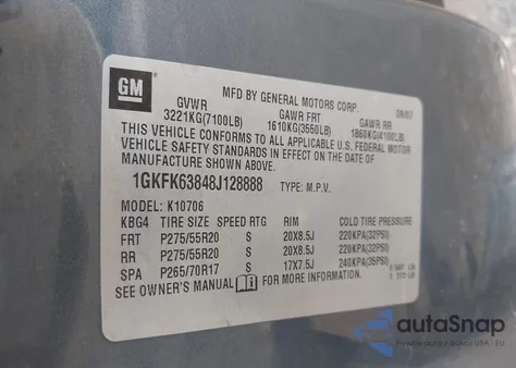2008 GMC Yukon Denali from USA, damaged, VIN 1GKFK63848J128888